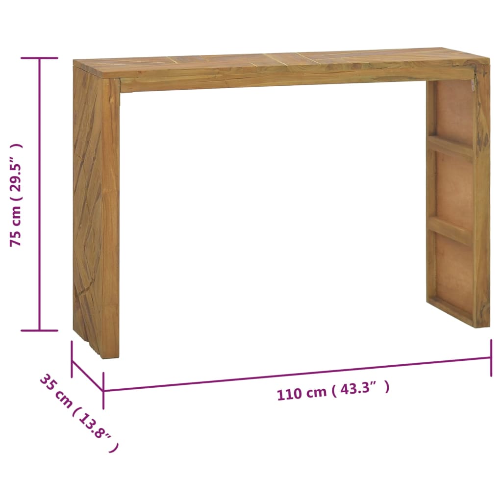 Konsolipöytä 110x35x75 cm täysi tiikki - Sisustajankoti.fi