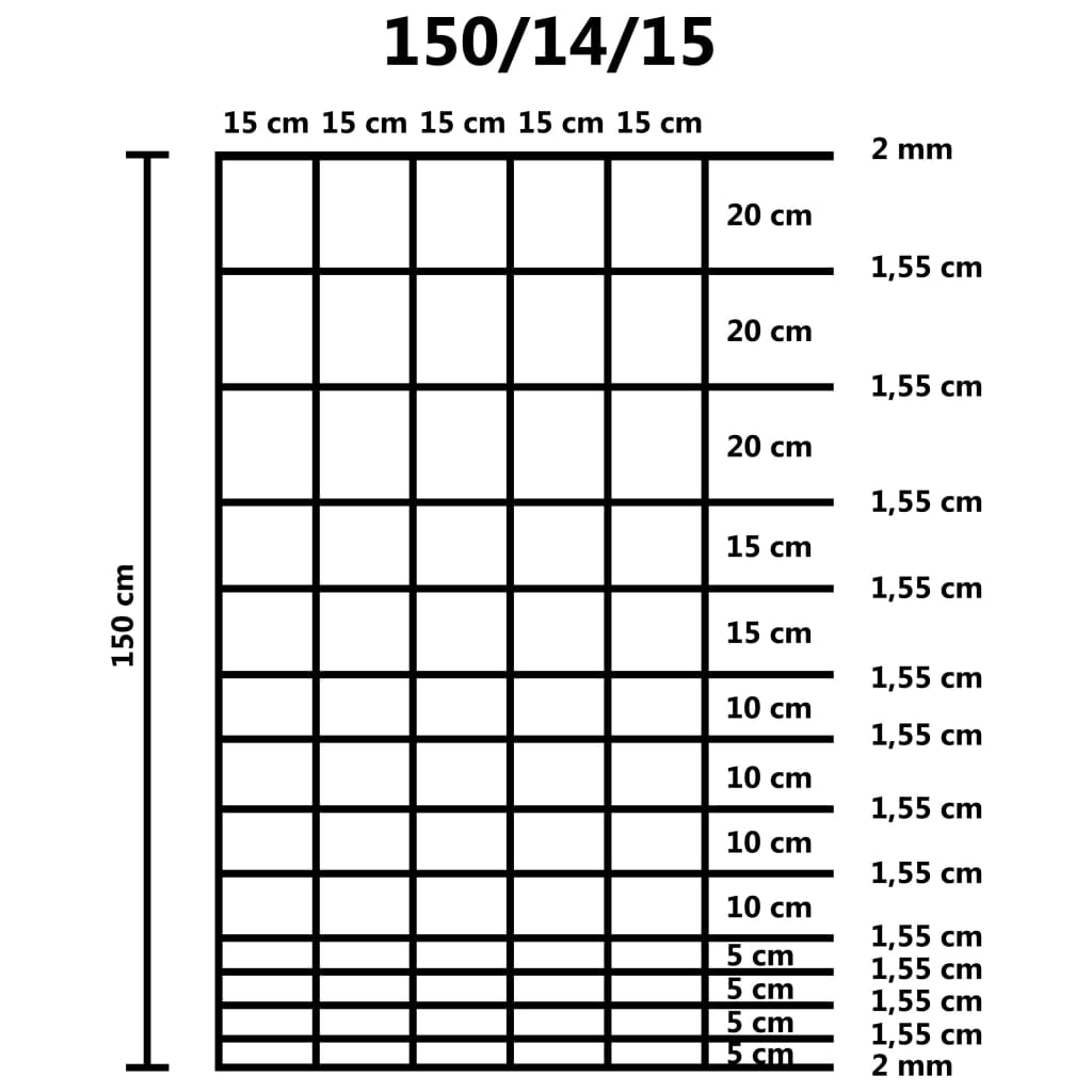 Puutarha-aita galvanoitu teräs 50 m 150 cm hopea - Sisustajankoti.fi