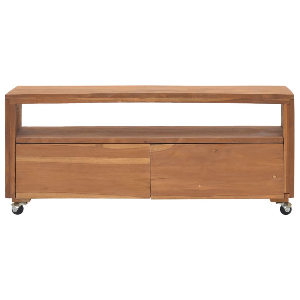 TV-taso renkailla 110x30x40 cm täysi tiikki - Sisustajankoti.fi