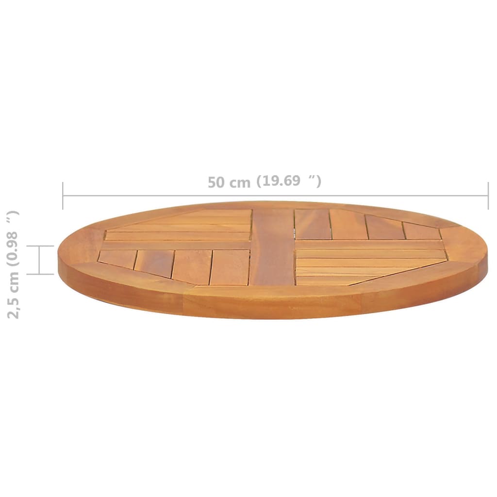 Pöytälevy täysi tiikki pyöreä 2,5 cm 50 cm - Sisustajankoti.fi