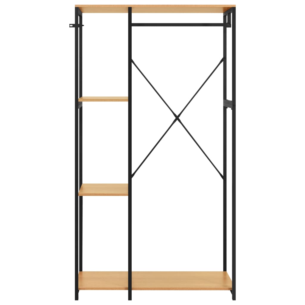Vaatekaappi musta ja tammi 90x40x167 cm metalli ja - Sisustajankoti.fi