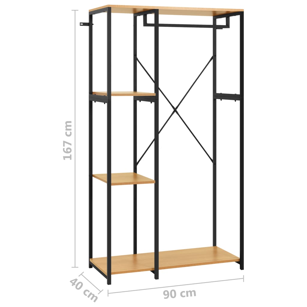 Vaatekaappi musta ja tammi 90x40x167 cm metalli ja - Sisustajankoti.fi