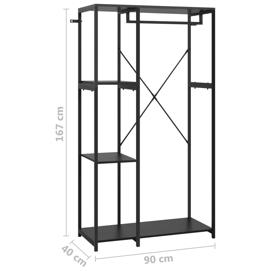 Vaatekaappi musta 90x40x167 cm metalli ja - Sisustajankoti.fi