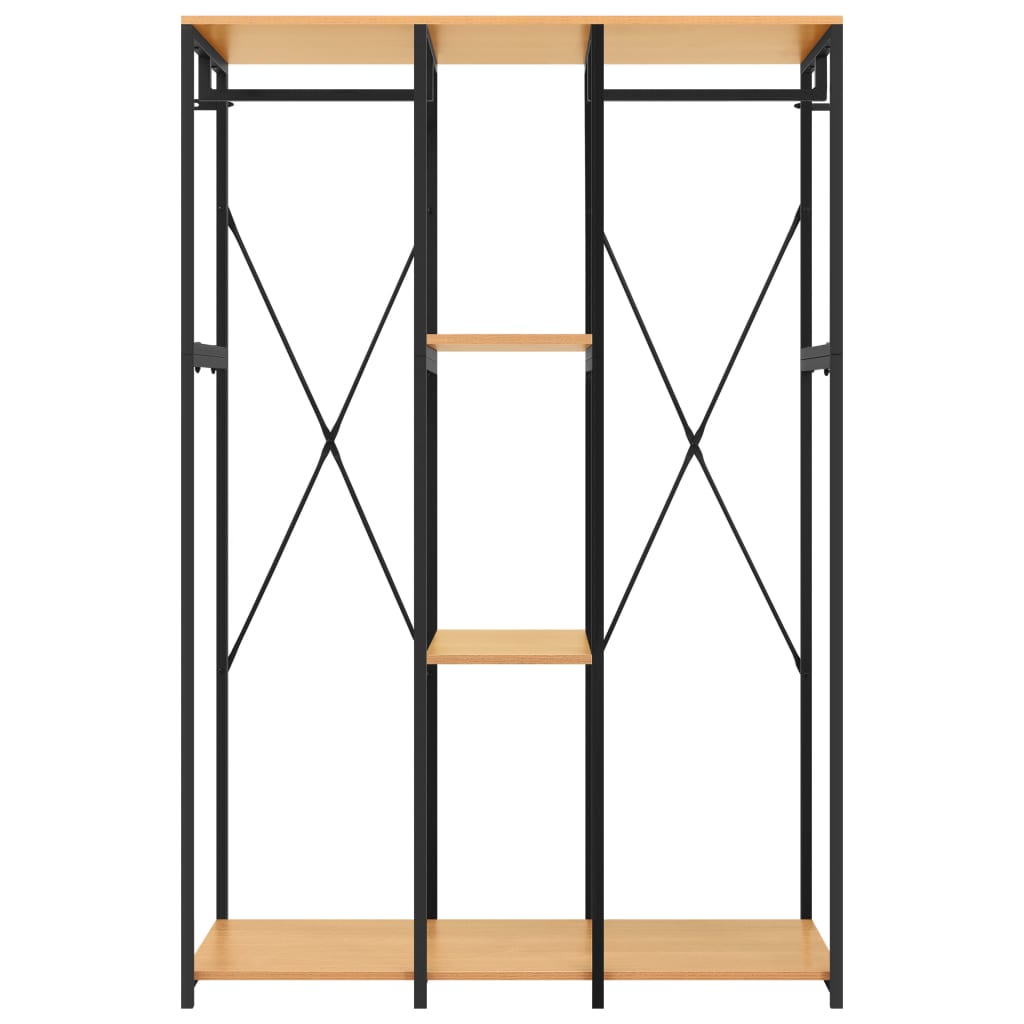 Vaatekaappi musta ja tammi 110x40x167 cm metalli ja - Sisustajankoti.fi