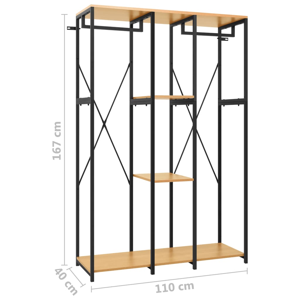 Vaatekaappi musta ja tammi 110x40x167 cm metalli ja - Sisustajankoti.fi