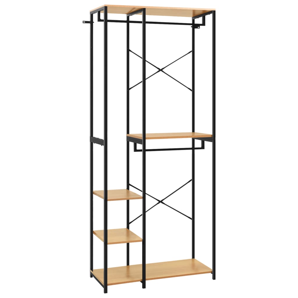 Vaatekaappi musta ja tammi 90x40x213 cm metalli ja - Sisustajankoti.fi
