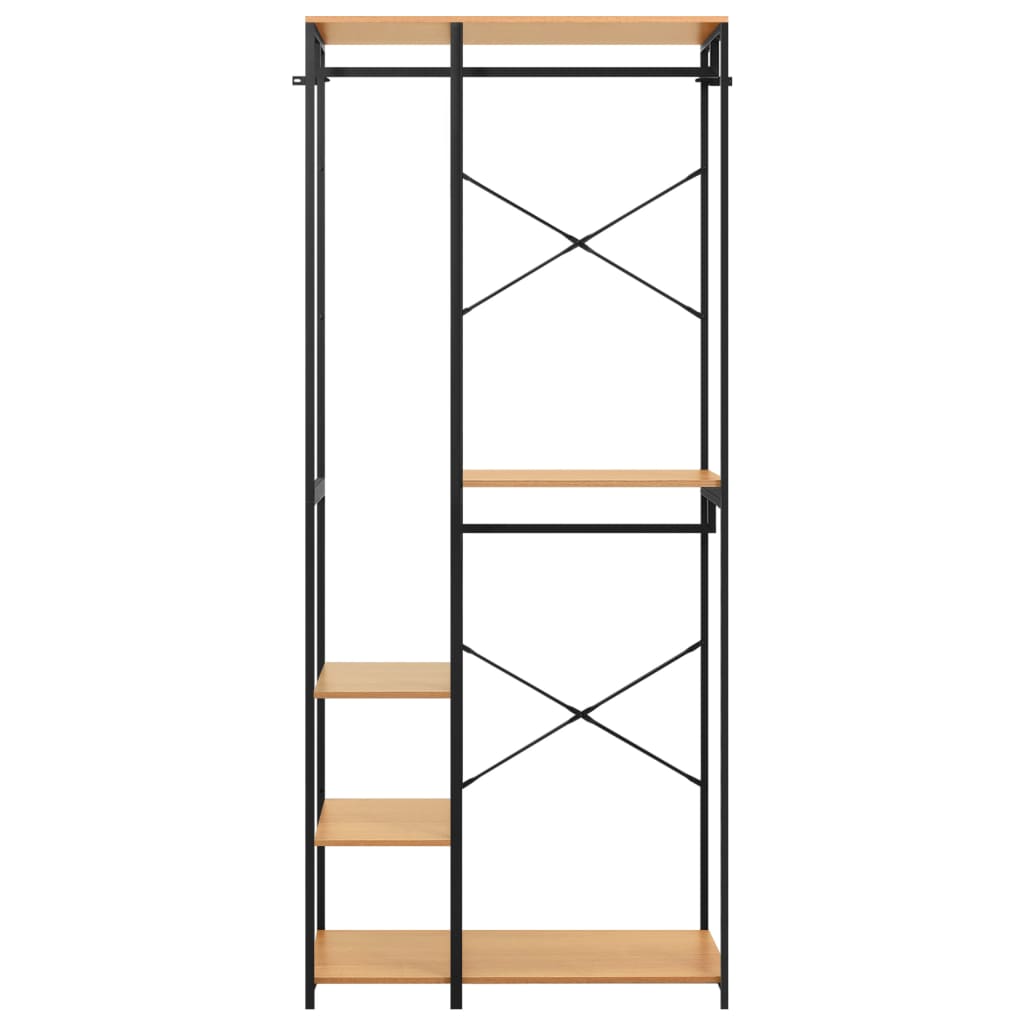 Vaatekaappi musta ja tammi 90x40x213 cm metalli ja - Sisustajankoti.fi