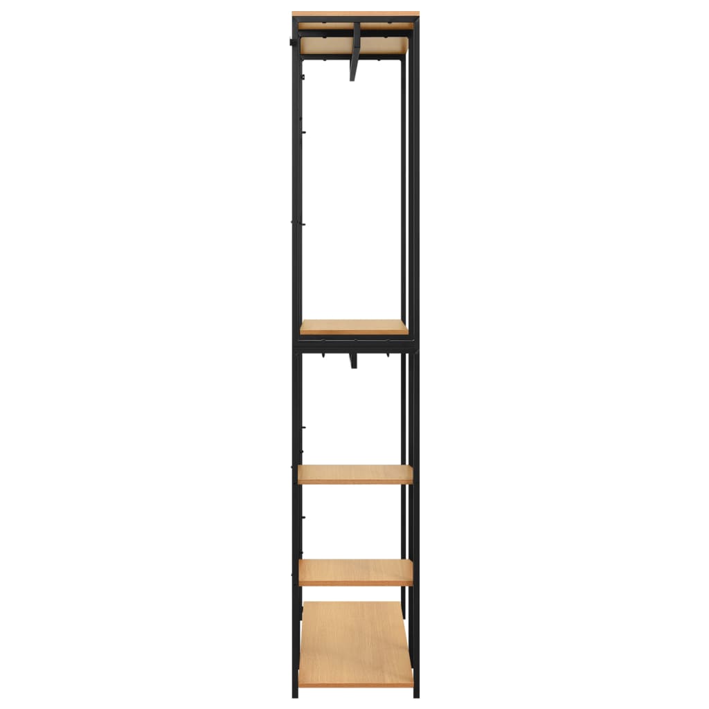 Vaatekaappi musta ja tammi 90x40x213 cm metalli ja - Sisustajankoti.fi