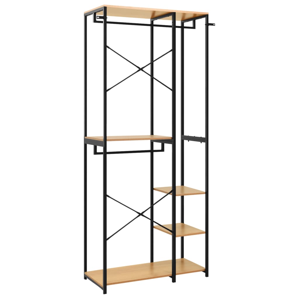 Vaatekaappi musta ja tammi 90x40x213 cm metalli ja - Sisustajankoti.fi