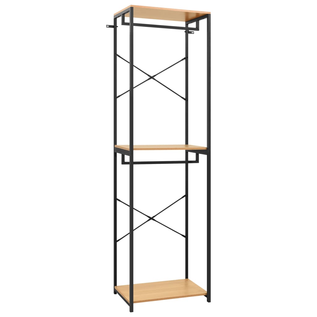 Vaatekaappi musta ja tammi 60x40x213 cm metalli ja - Sisustajankoti.fi