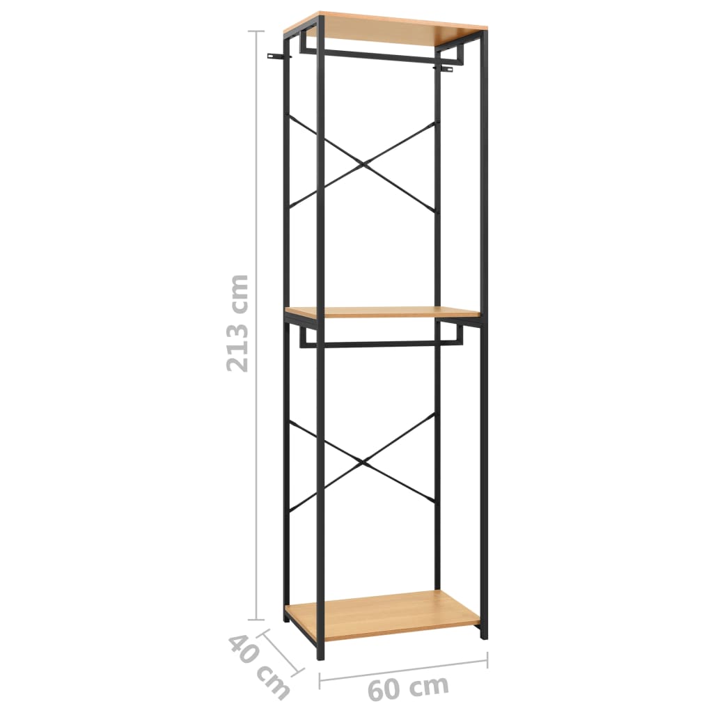Vaatekaappi musta ja tammi 60x40x213 cm metalli ja - Sisustajankoti.fi
