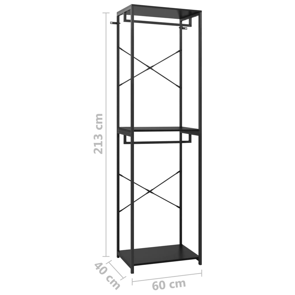 Vaatekaappi musta 60x40x213 cm metalli ja - Sisustajankoti.fi