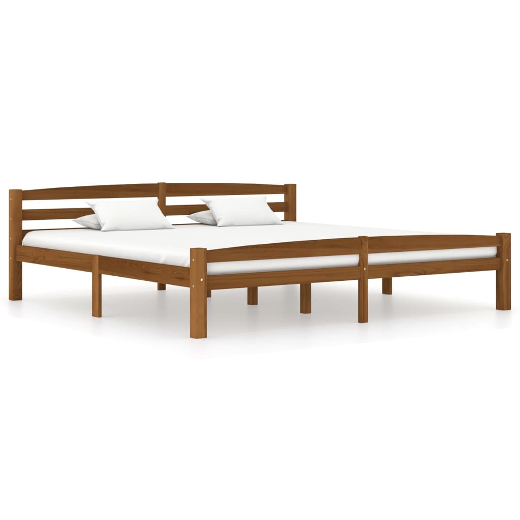 Sängynrunko hunajanruskea täysi mänty 200x200 cm - Sisustajankoti.fi