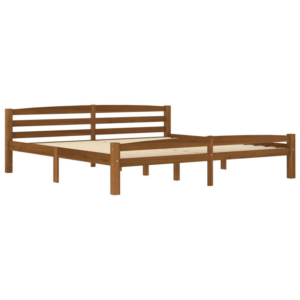 Sängynrunko hunajanruskea täysi mänty 200x200 cm - Sisustajankoti.fi
