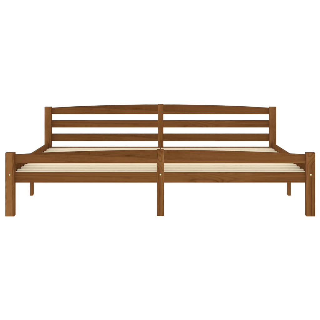 Sängynrunko hunajanruskea täysi mänty 200x200 cm - Sisustajankoti.fi