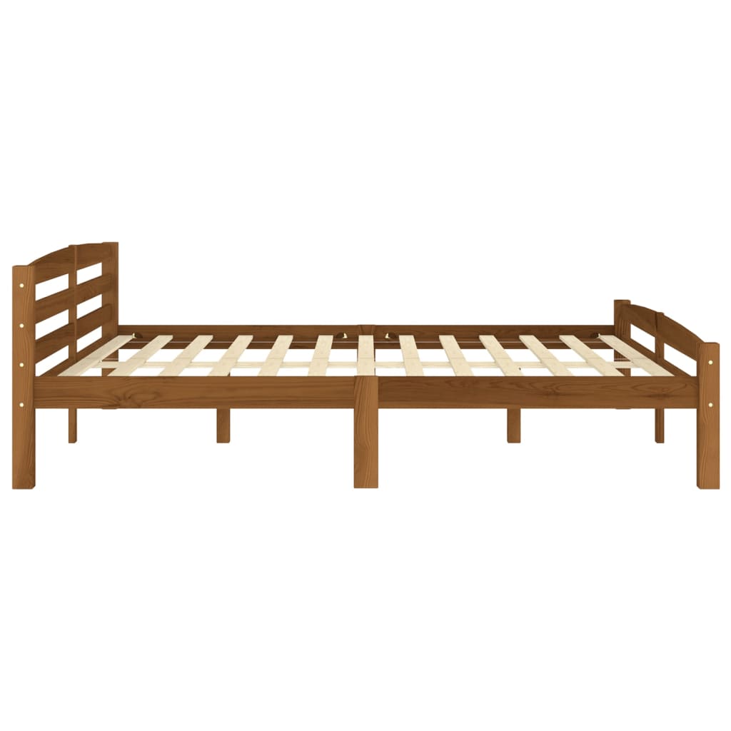 Sängynrunko hunajanruskea täysi mänty 200x200 cm - Sisustajankoti.fi