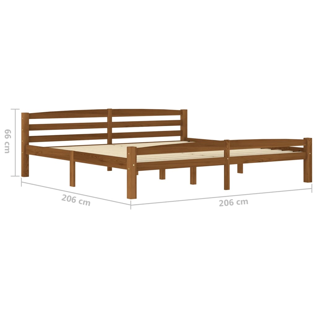 Sängynrunko hunajanruskea täysi mänty 200x200 cm - Sisustajankoti.fi