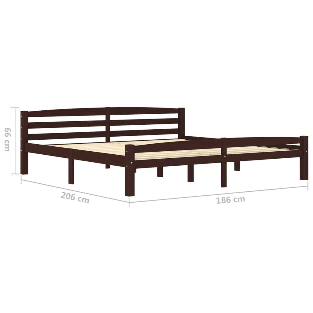 Sängynrunko tummanruskea täysi mänty 180x200 cm - Sisustajankoti.fi