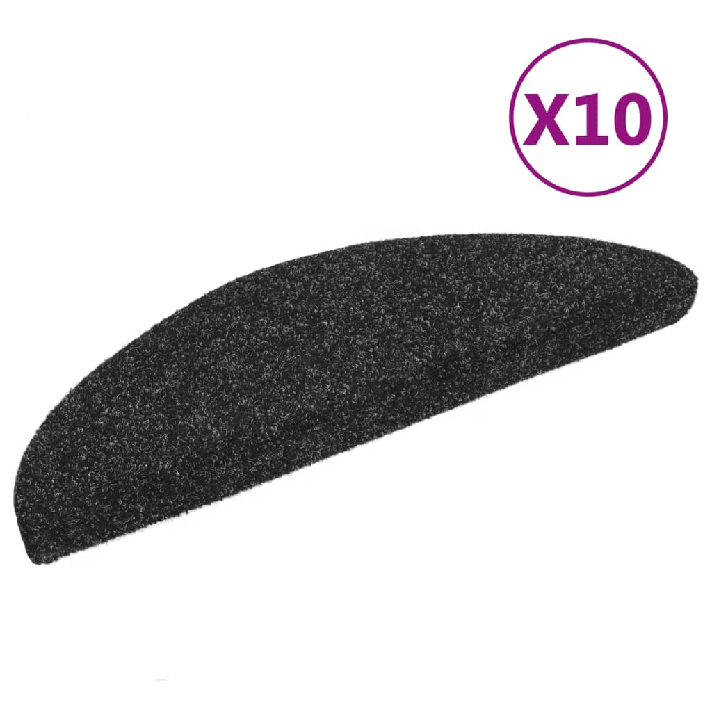 Itsekiinnittyvät porrasmatot 10 kpl musta 56x17x3 cm - Sisustajankoti.fi