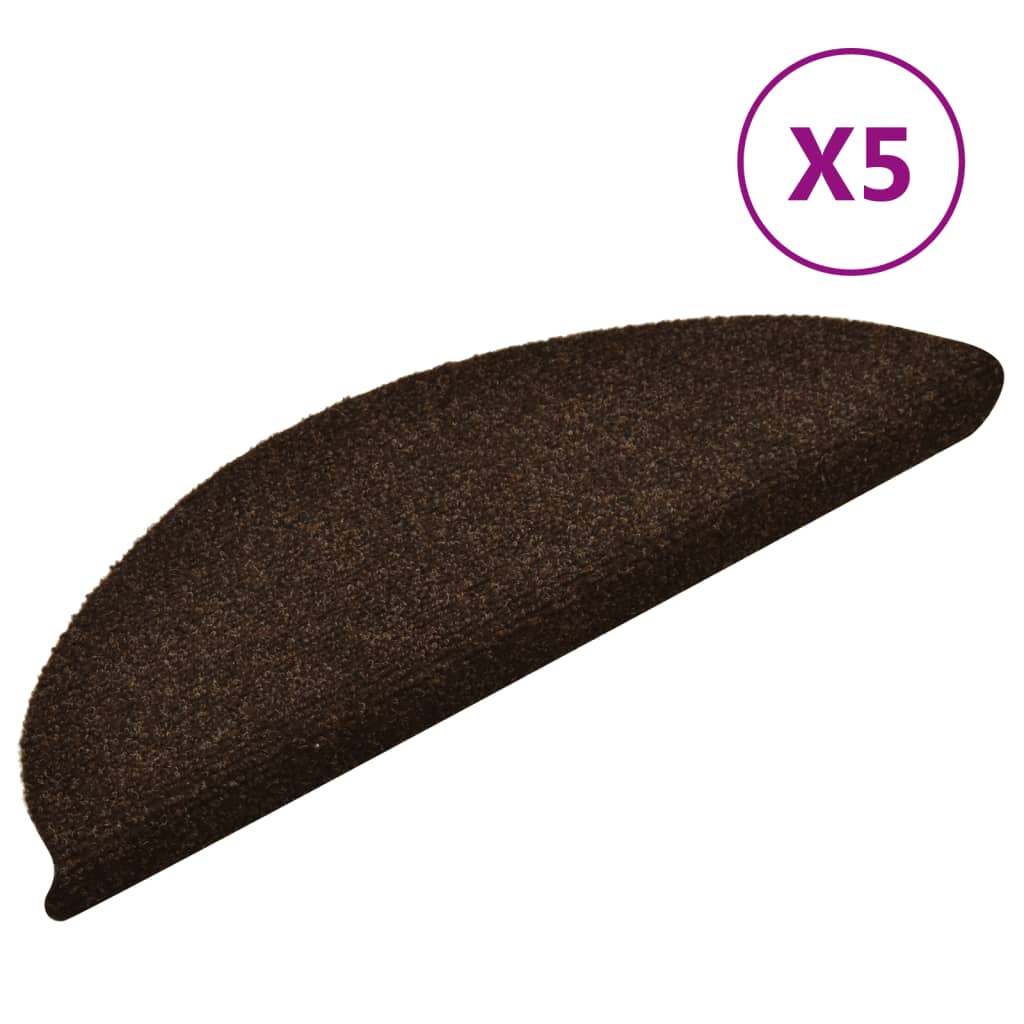 Itsekiinnittyvät porrasmatot 5 kpl ruskea 56x17x3 cm neulahuopa - Sisustajankoti.fi
