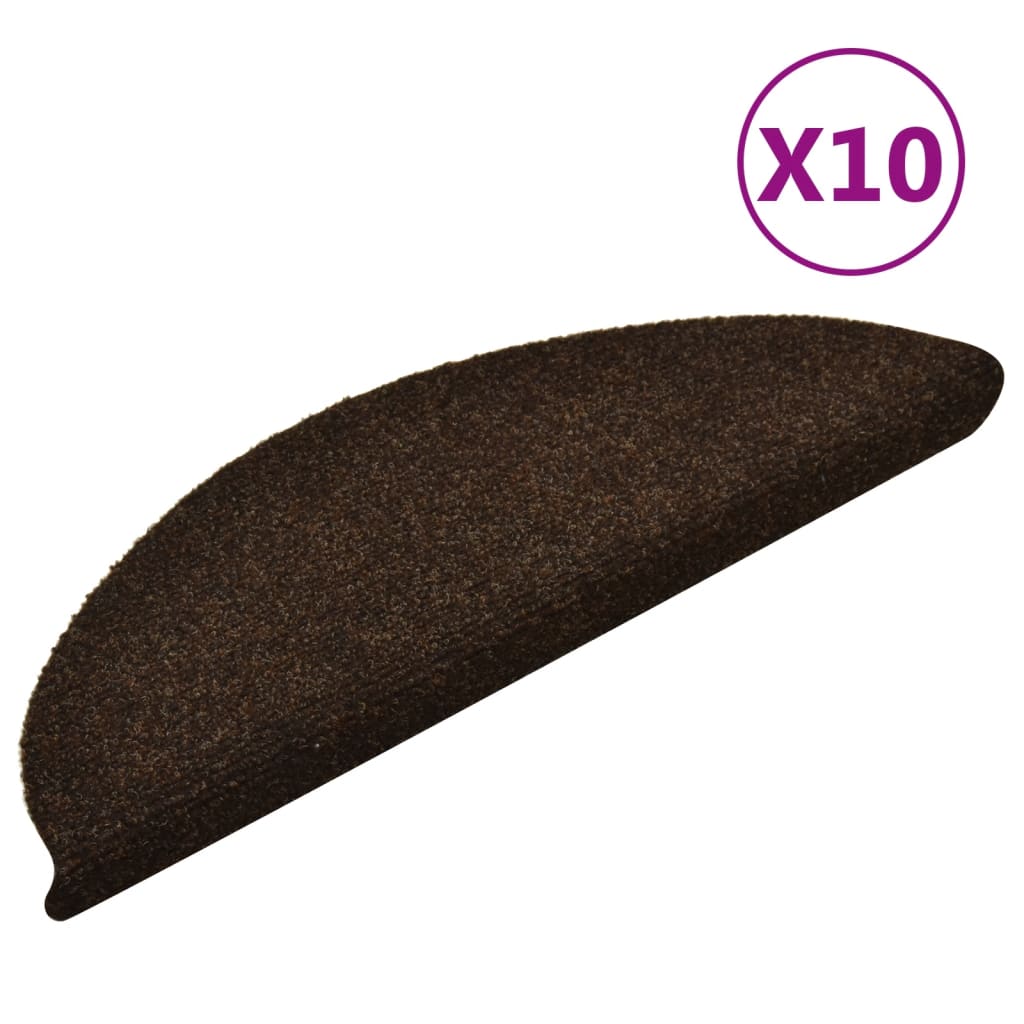 Itsekiinnittyvät porrasmatot 10 kpl ruskea 56x17x3cm neulahuopa - Sisustajankoti.fi