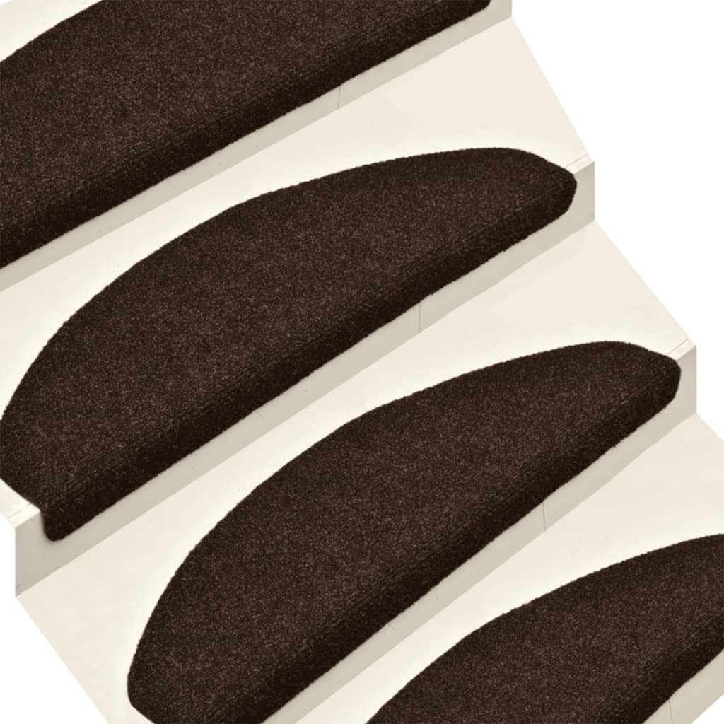 Itsekiinnittyvät porrasmatot 10 kpl ruskea 56x17x3cm neulahuopa - Sisustajankoti.fi