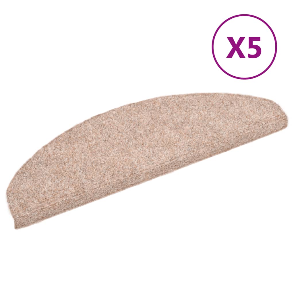 Itsekiinnittyvät porrasmatot 5 kpl ruskea 65x21x4cm neulahuopa - Sisustajankoti.fi
