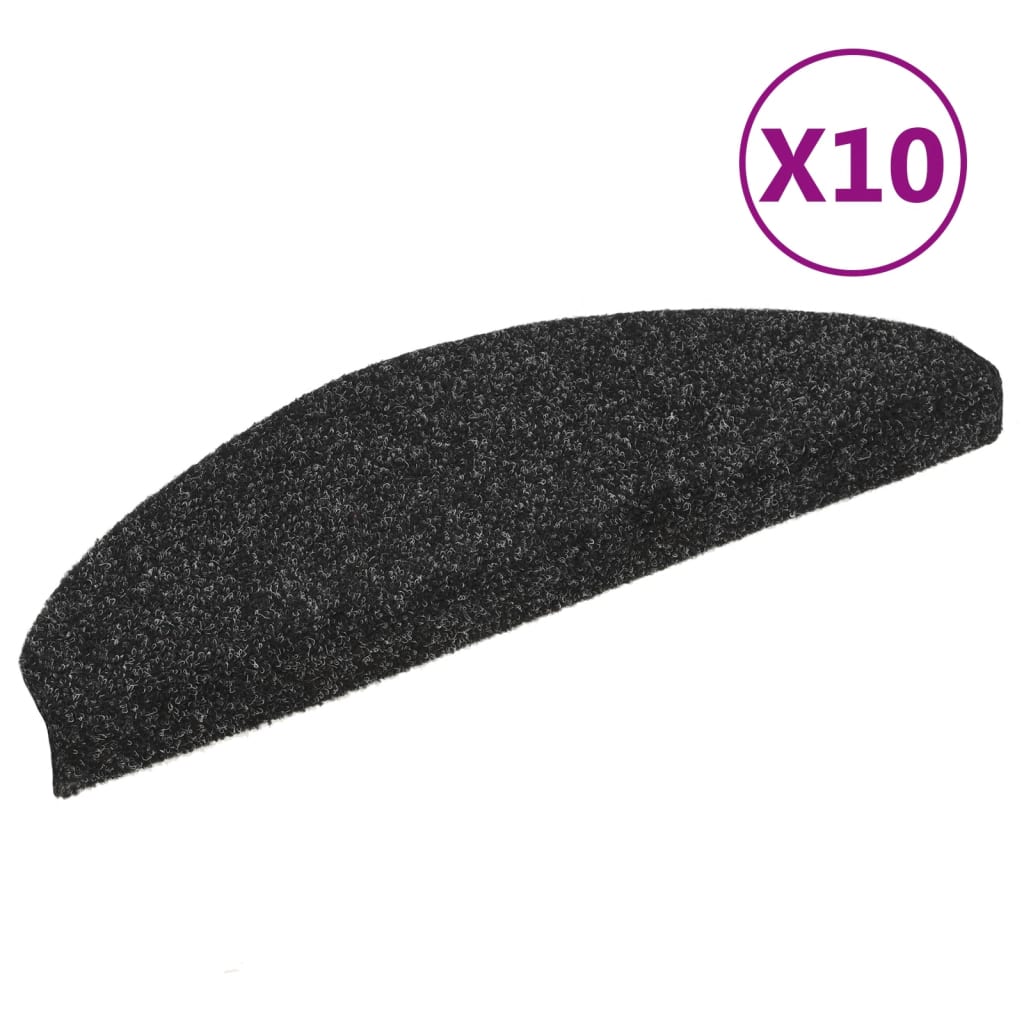 Itsekiinnittyvät porrasmatot 10 kpl musta 65x21x4 cm - Sisustajankoti.fi