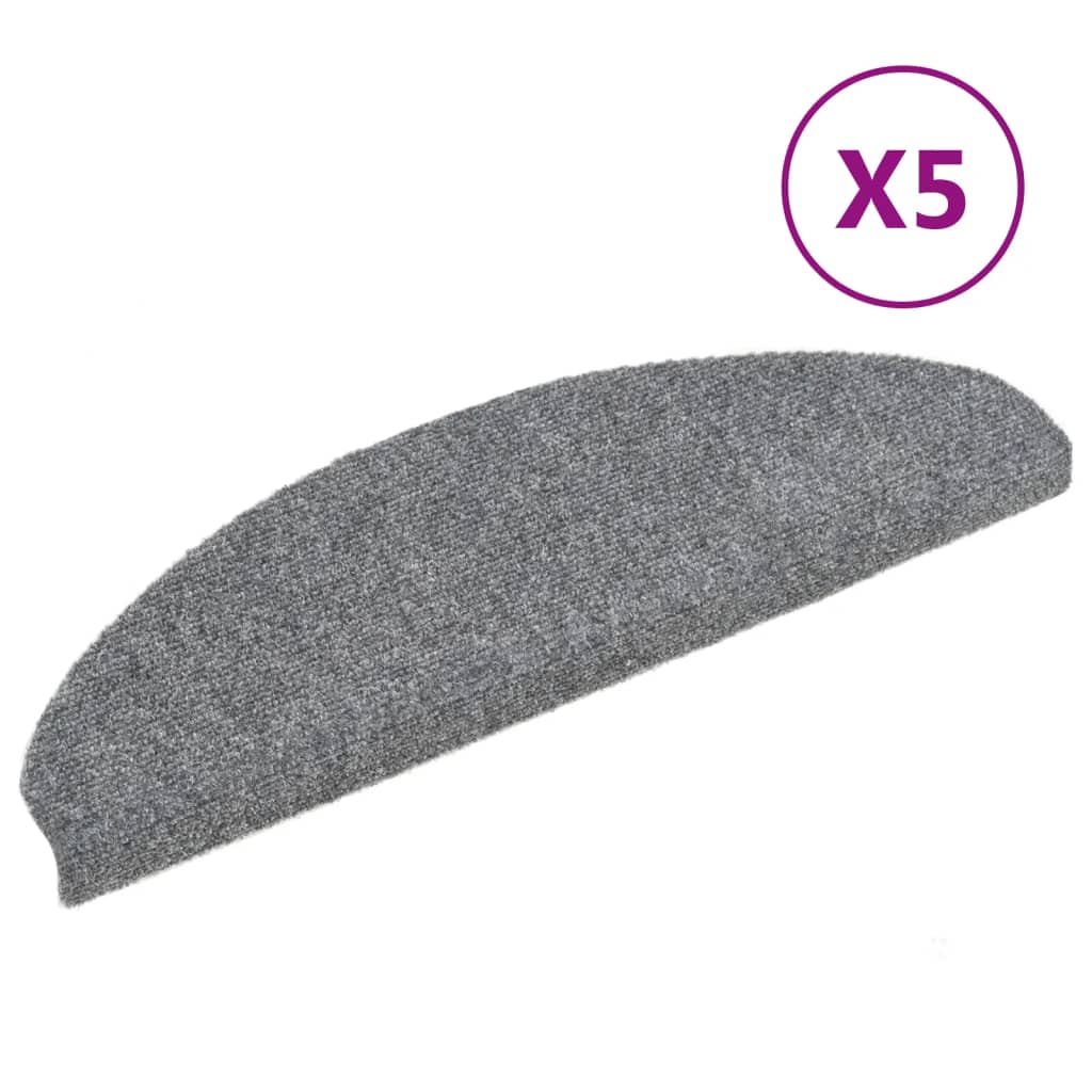Itsekiinnittyvät porrasmatot 5 kpl vaaleanharmaa 65x21x4 cm - Sisustajankoti.fi
