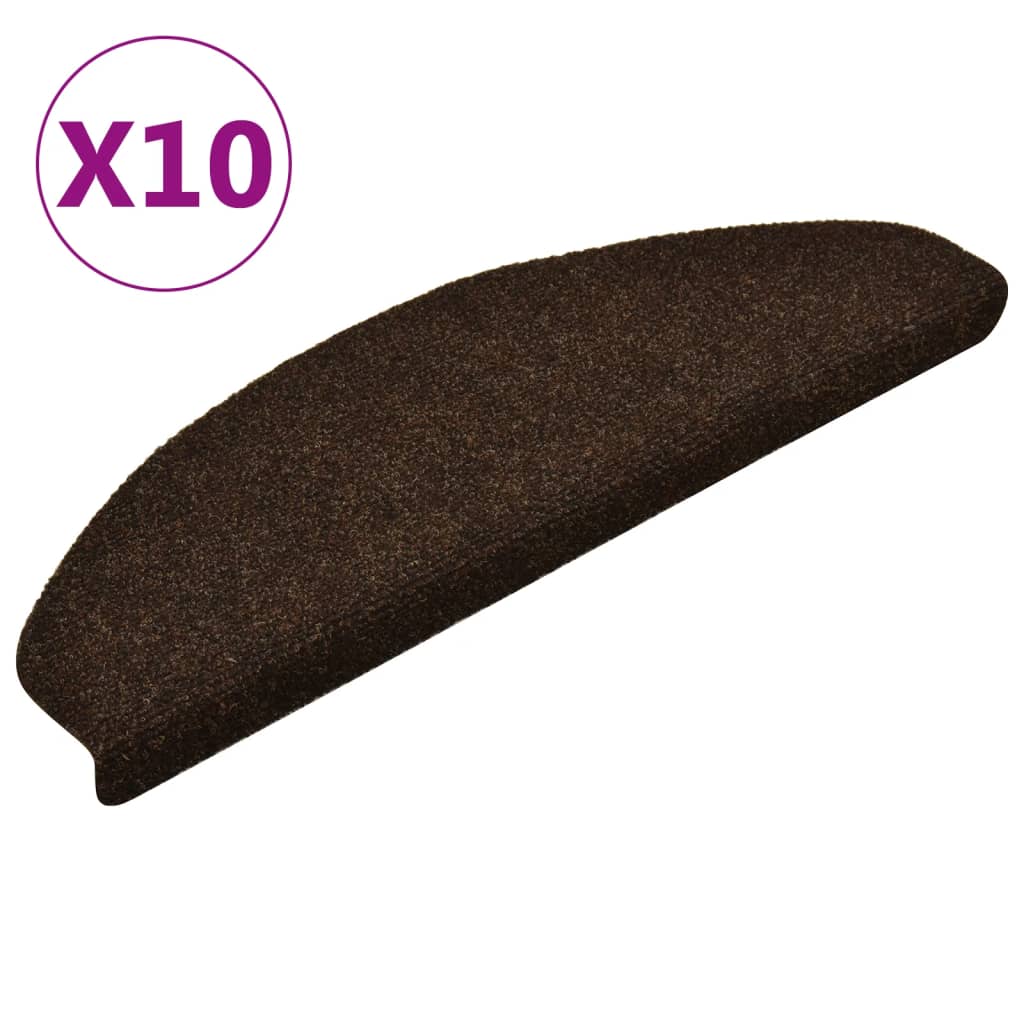 Itsekiinnittyvät porrasmatot 10 kpl ruskea 65x21x4cm neulahuopa - Sisustajankoti.fi