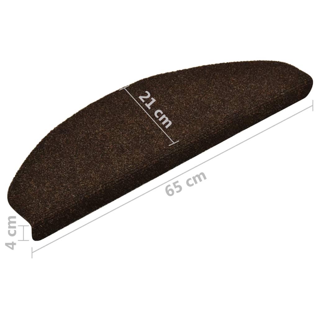 Itsekiinnittyvät porrasmatot 10 kpl ruskea 65x21x4cm neulahuopa - Sisustajankoti.fi