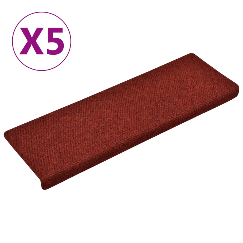 Porrasmatot 5 kpl viininpunainen 65x25 cm neulahuopa - Sisustajankoti.fi