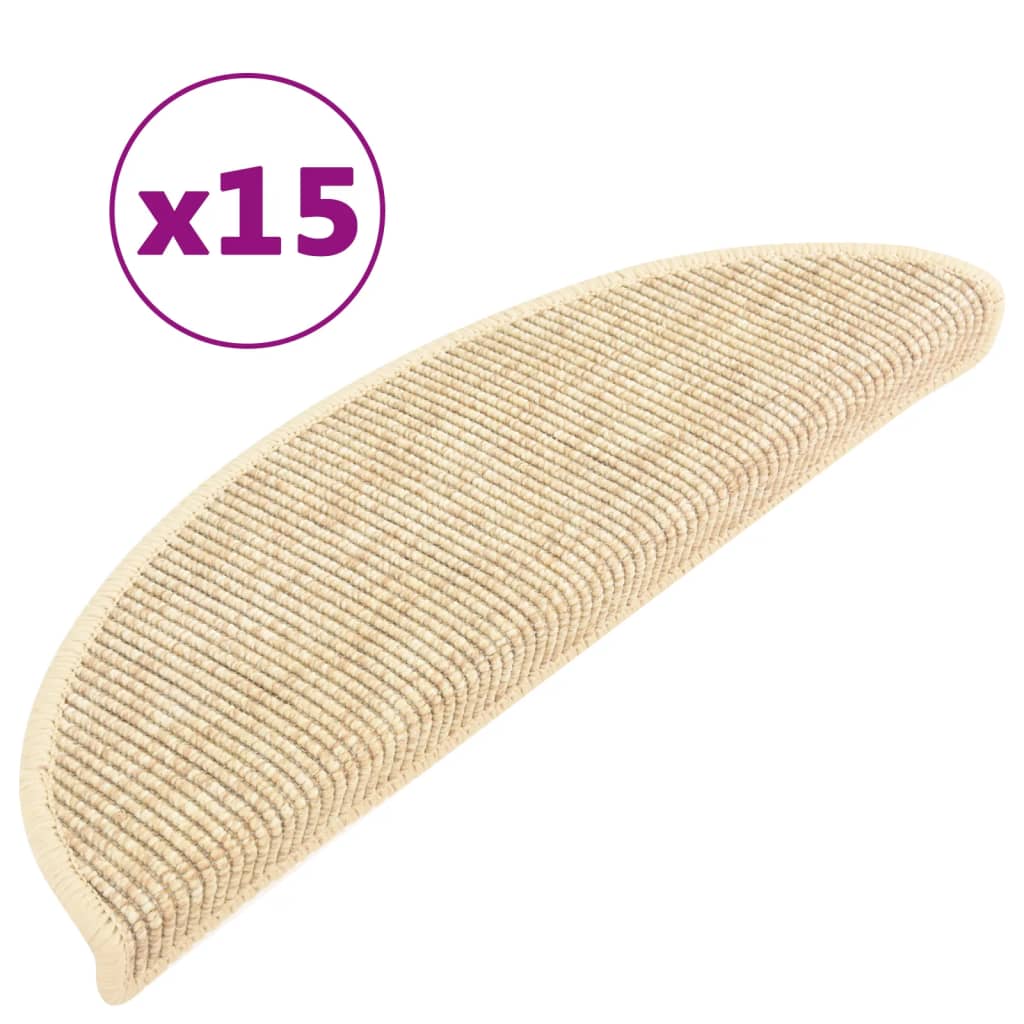 Itsekiinnittyvät porrasmatot 15 kpl 56x20 cm vaalea beige - Sisustajankoti.fi