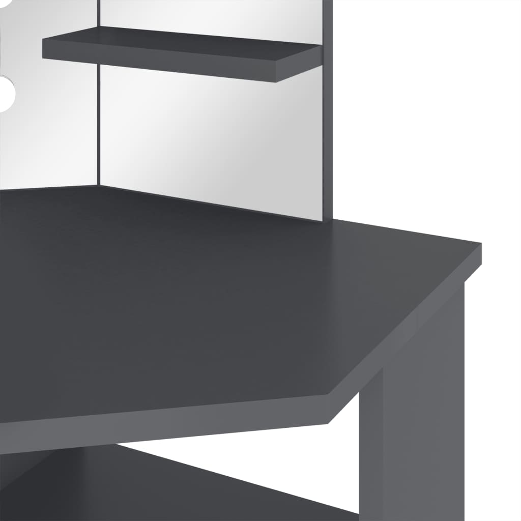 Meikkipöytä kulmaan LED-valoilla harmaa 111x54x141,5 cm - Sisustajankoti.fi