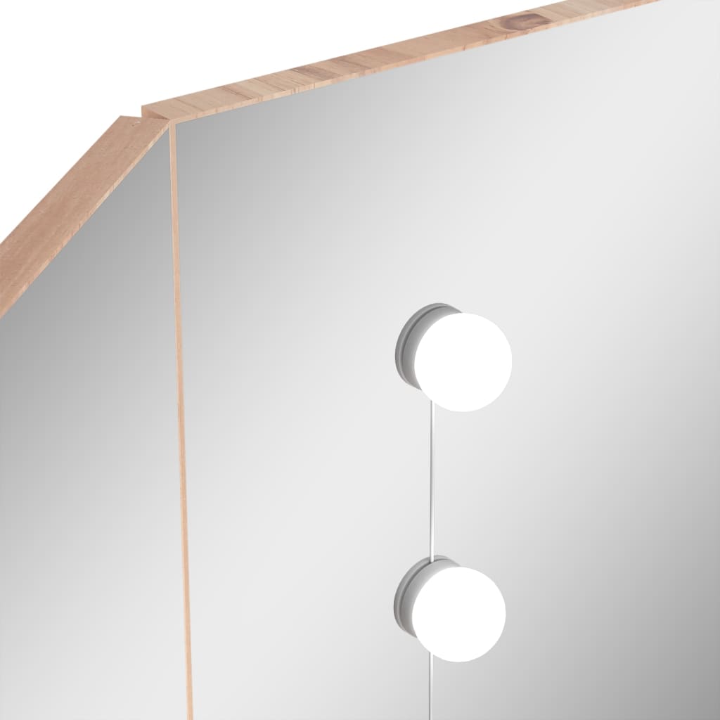 Meikkipöytä kulmaan LED-valoilla tammi 111x54x141,5 cm - Sisustajankoti.fi