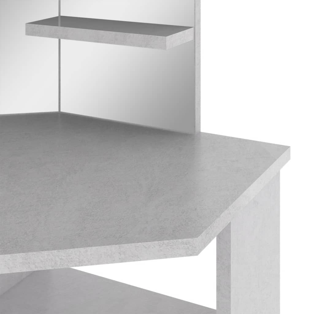 Meikkipöytä kulmaan LED-valoilla betoninharmaa 111x54x141,5 cm - Sisustajankoti.fi