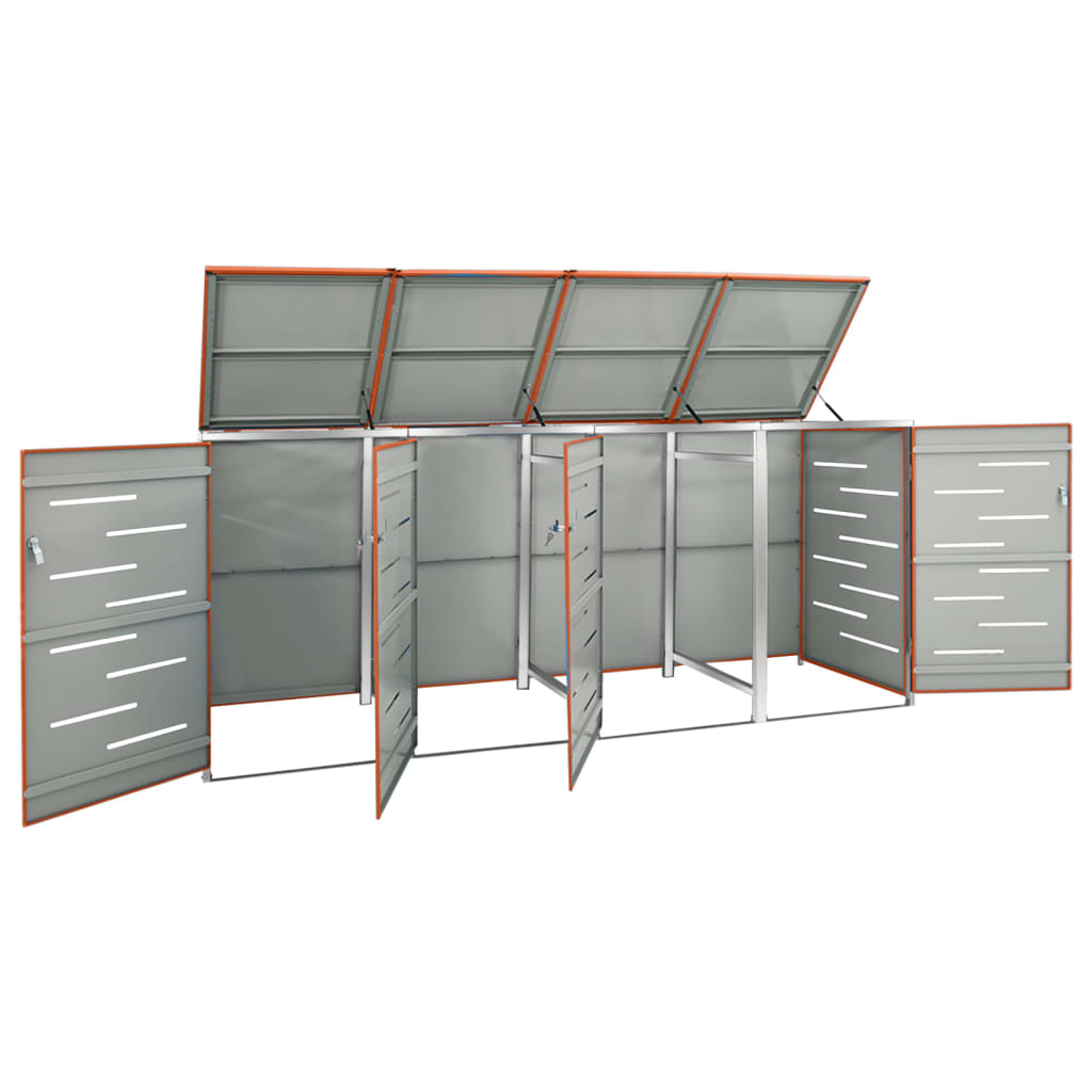 Neljän roska-astian vaja 276,5x77,5x115,5 cm ruostumaton teräs - Sisustajankoti.fi