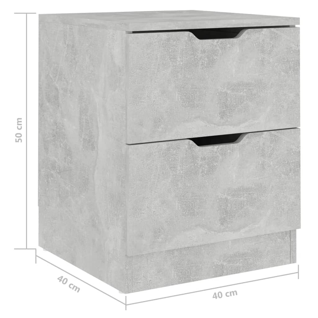 Yöpöydät 2 kpl betoninharmaa 40x40x50 cm lastulevy - Sisustajankoti.fi