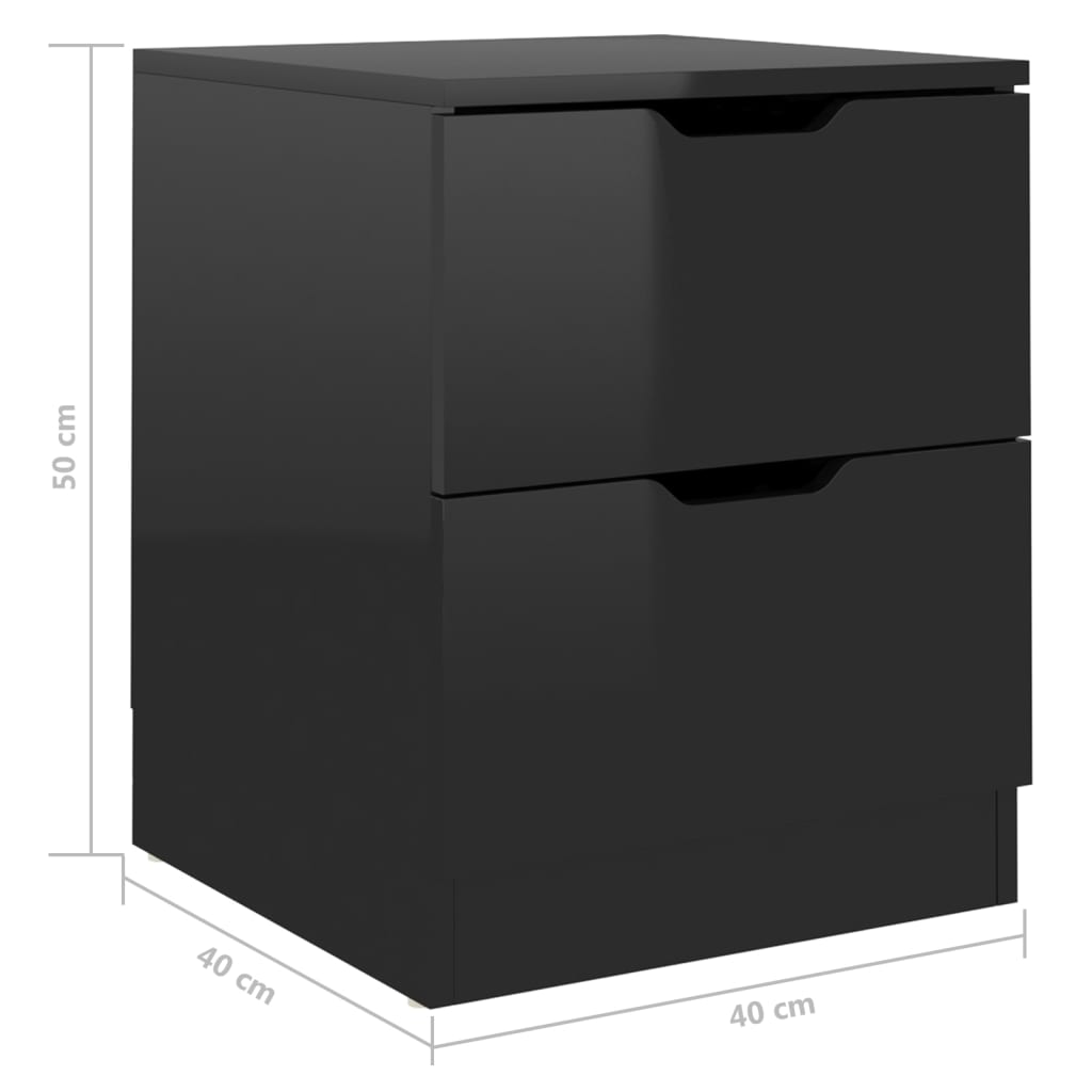 Yöpöydät 2 kpl korkeakiilto musta 40x40x50 cm lastulevy - Sisustajankoti.fi