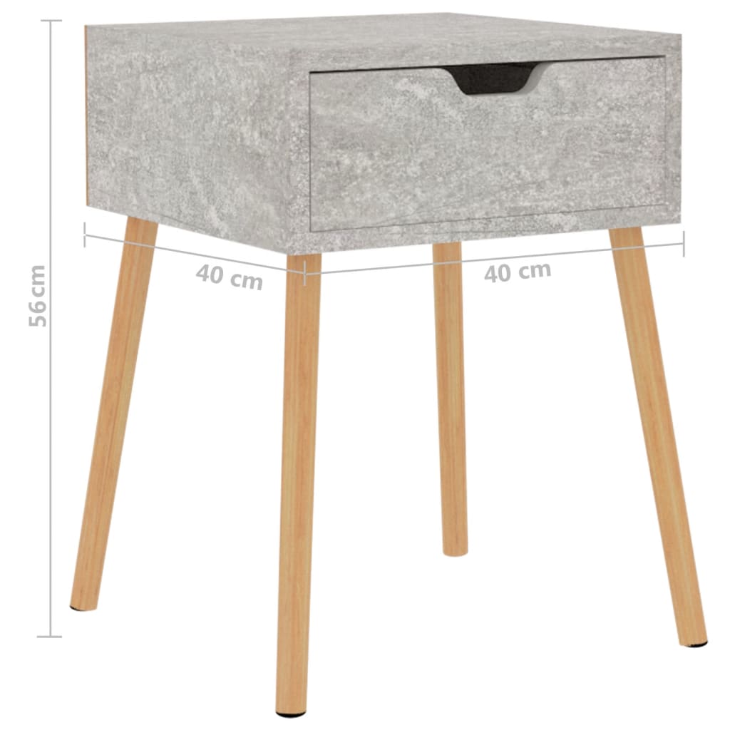 Yöpöydät 2 kpl betoninharmaa 40x40x56 cm lastulevy - Sisustajankoti.fi
