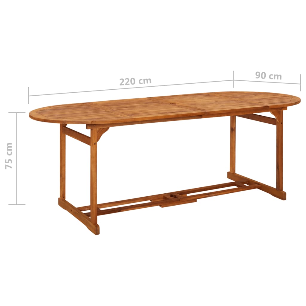 Puutarharuokapöytä 220x90x75 cm täysi akaasiapuu - Sisustajankoti.fi