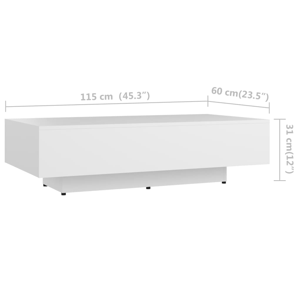 Sohvapöytä valkoinen 115x60x31 cm - Sisustajankoti.fi