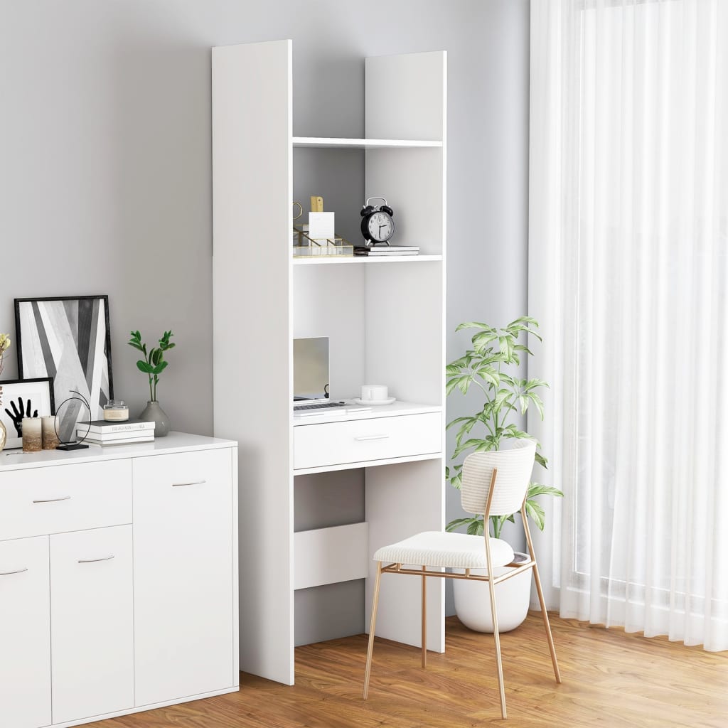 Kirjahylly valkoinen 60x35x180 cm lastulevy - Sisustajankoti.fi