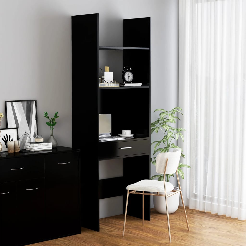 Kirjahylly musta 60x35x180 cm lastulevy - Sisustajankoti.fi