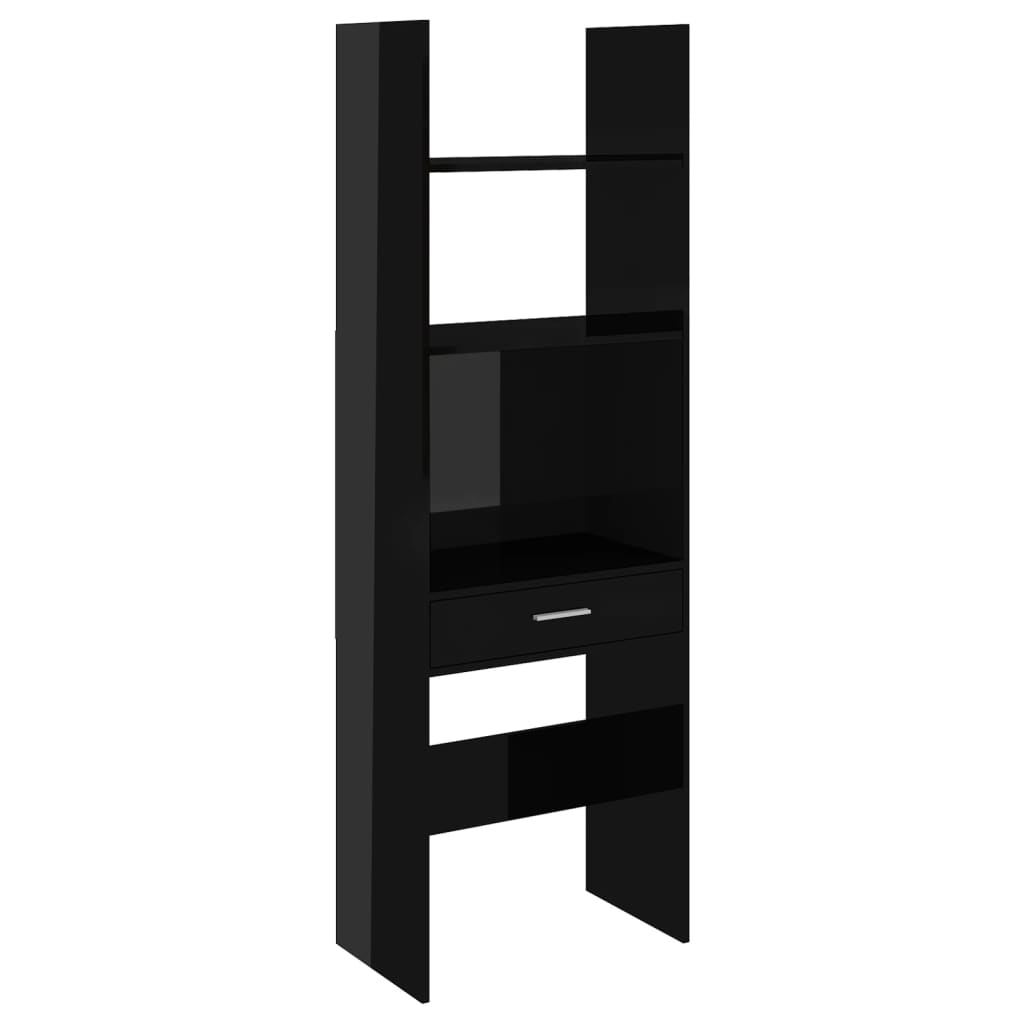 Kirjahylly korkeakiilto musta 60x35x180 cm lastulevy - Sisustajankoti.fi
