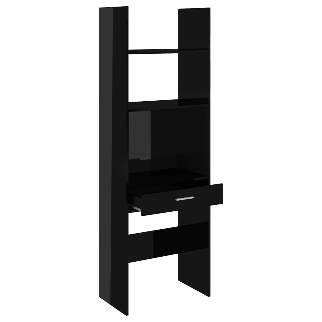 Kirjahylly korkeakiilto musta 60x35x180 cm lastulevy - Sisustajankoti.fi
