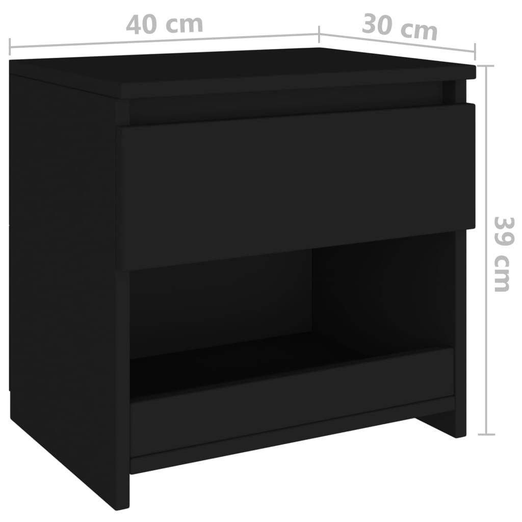 Yöpöytä musta 40x30x39 cm lastulevy - Sisustajankoti.fi