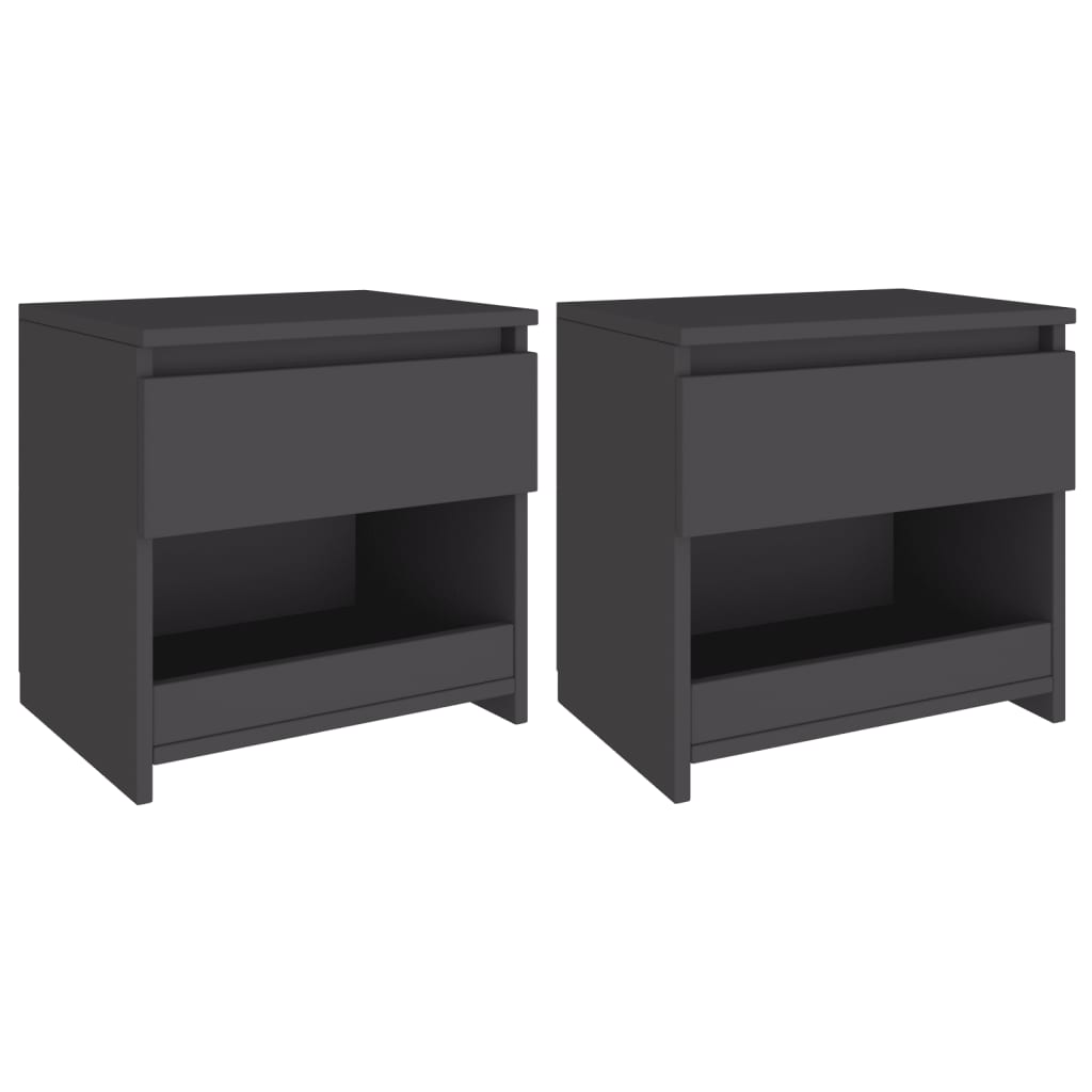 Yöpöydät 2 kpl harmaa 40x30x39 cm lastulevy - Sisustajankoti.fi