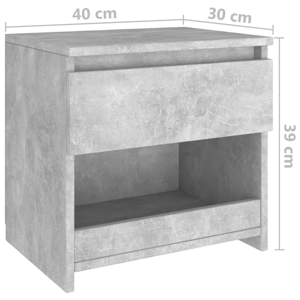 Yöpöytä betoninharmaa 40x30x39 cm lastulevy - Sisustajankoti.fi