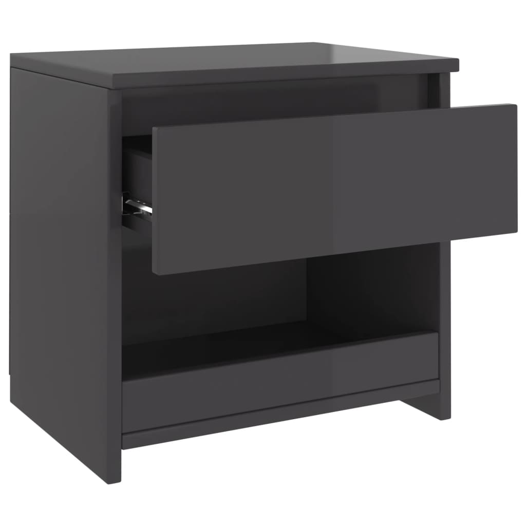 Yöpöydät 2kpl korkeakiilto harmaa 40x30x39 cm lastulevy - Sisustajankoti.fi